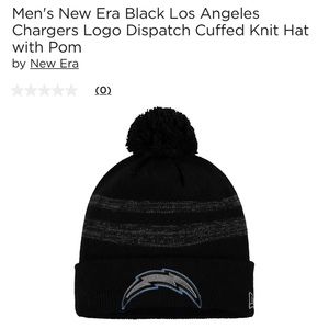 Men’s New Era Black Los Angeles Chargers Logo Dispatch Cuffed Knit Hat with Pom